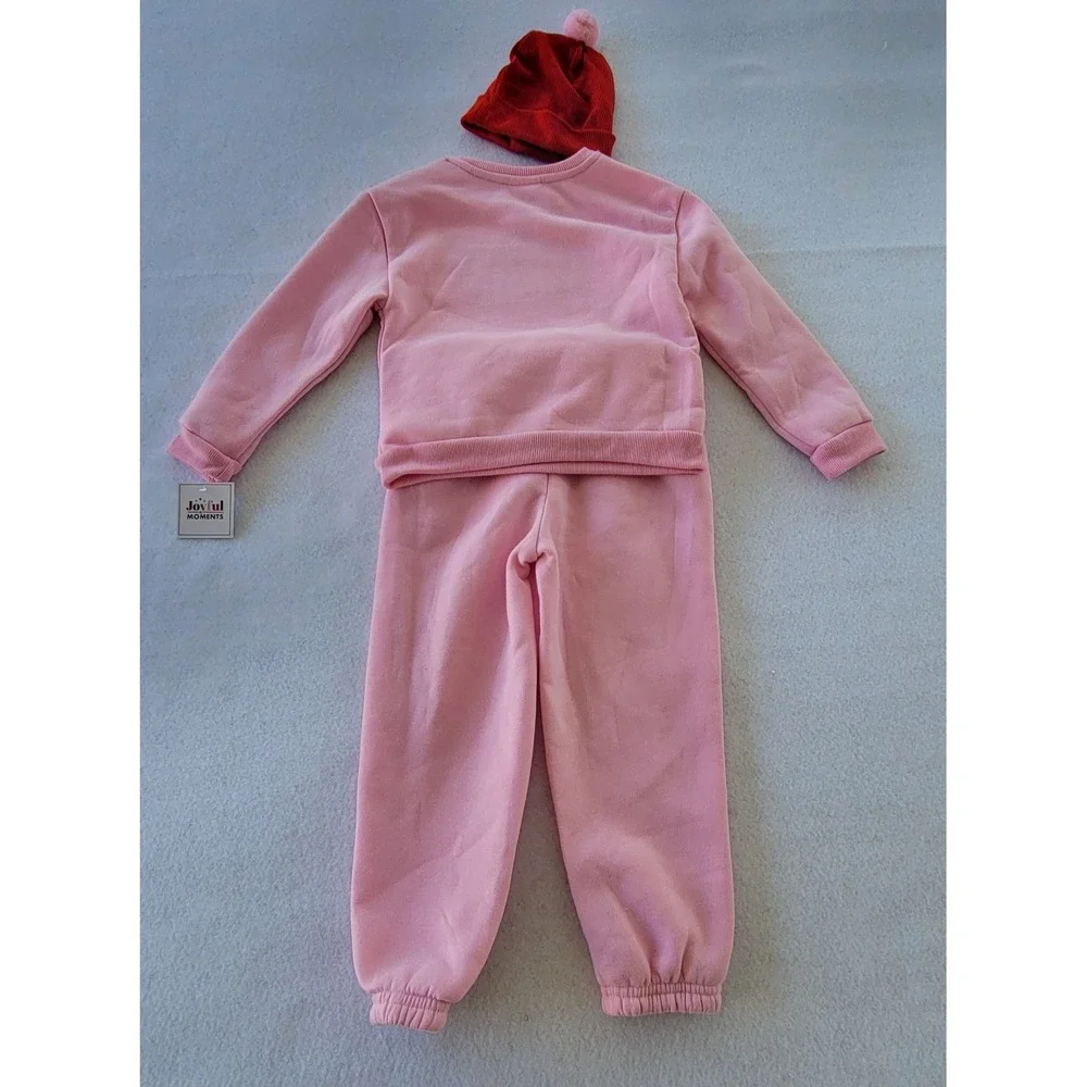Joyful MERRY & BRIGHT Girls Set 3 HOLIDAY Size 4T‎  COLOR Pink-HOLIDAY